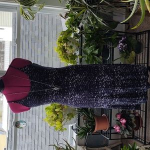 Loft Spaghetti Strap Stretch Pullover Dress Navy/White SP